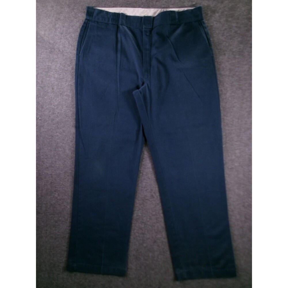 Dickies Pants Mens 42x31 Navy Workwear Straight Leg Flat Front Classic Tag 42X32